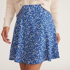 Marine Layer Bonnie Mini Skirt Blue & White Floral Print A-line Size 6